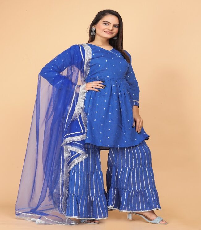 Blue Sharara Suit Complete Set - Image 4