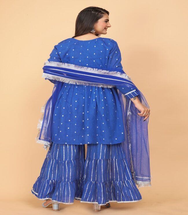 Blue Sharara Suit Complete Set - Image 5