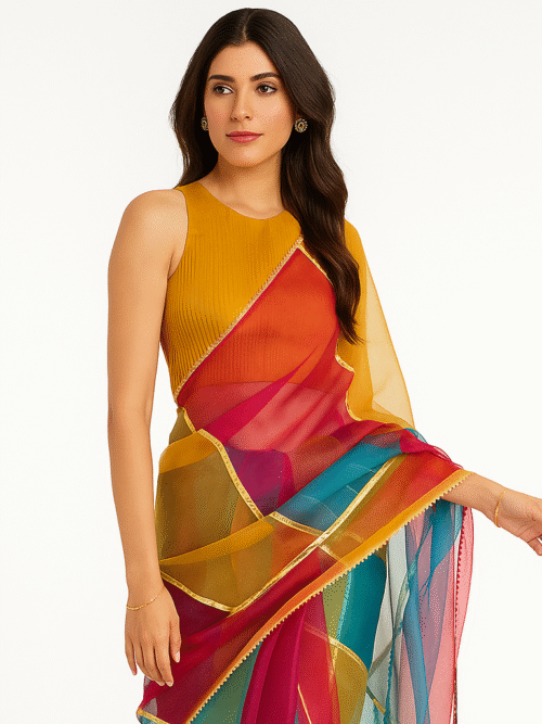 Disigner saree with gota work