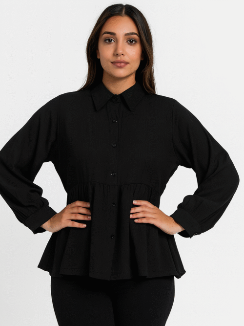 Smart Black Cotton Top for Women