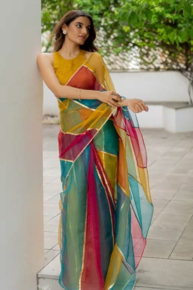 Disigner saree with gota work