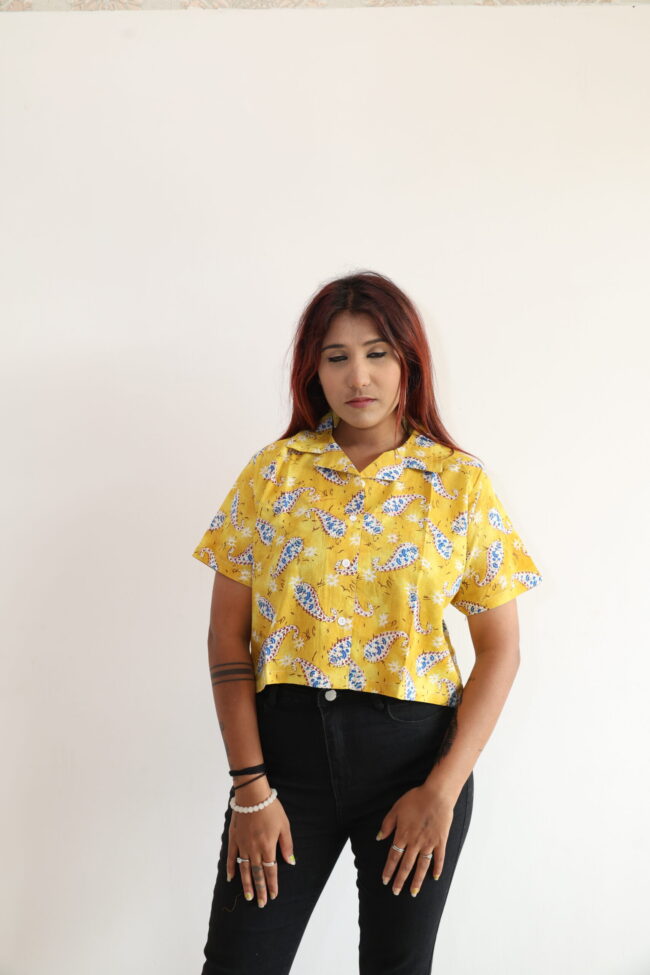 Yellow Printed Short Shirt - Image 2