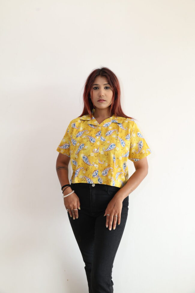 Yellow Printed Short Shirt - Image 3