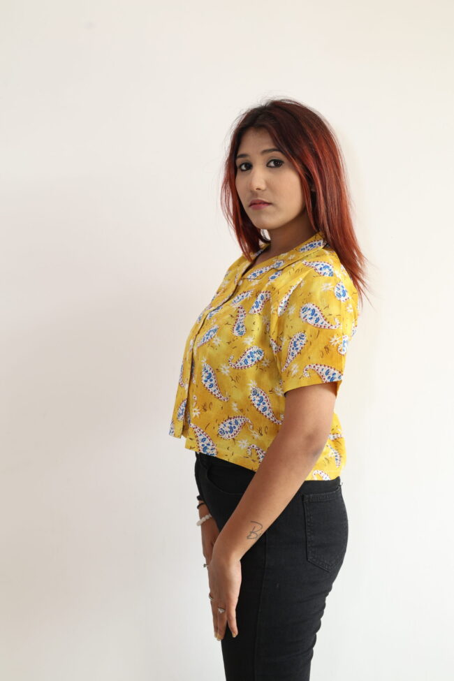 Yellow Printed Short Shirt - Image 4