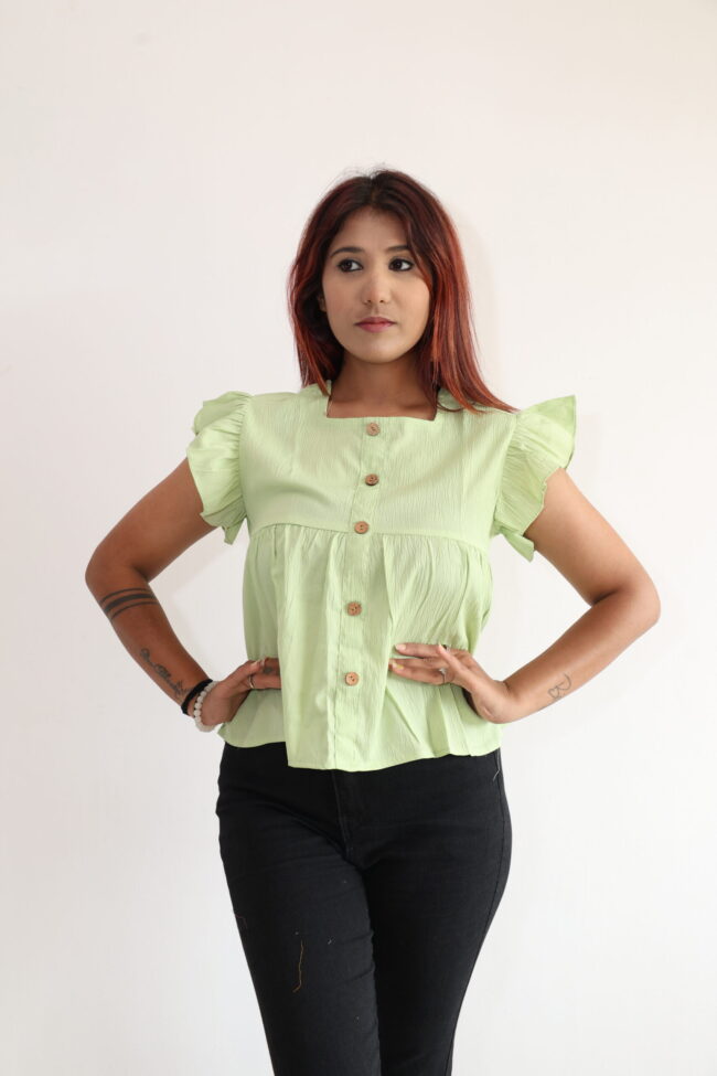 Crop  Top In Lime Green Color - Image 4