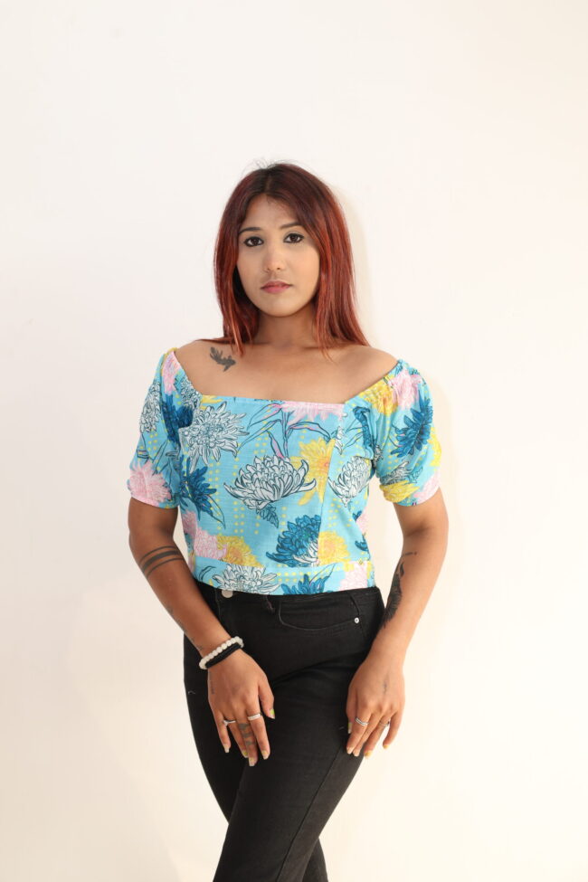 Smart Sky Blue Crop Top - Image 3