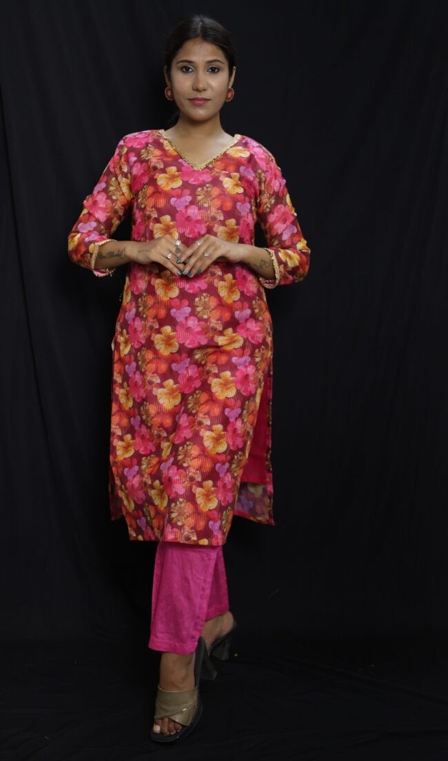 chanderi cotton kurti set