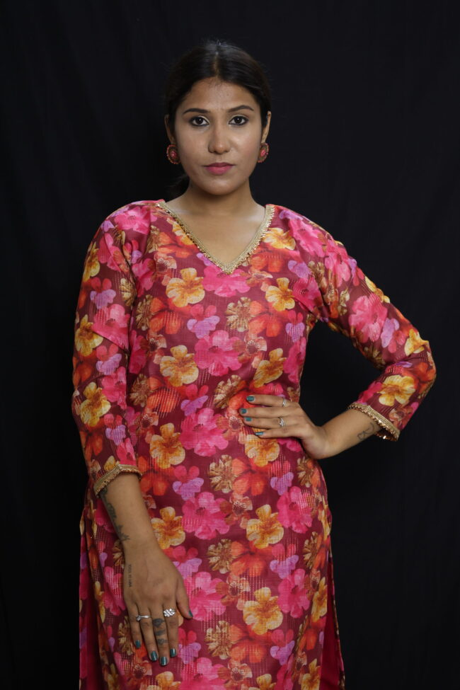 chanderi cotton kurti set - Image 2