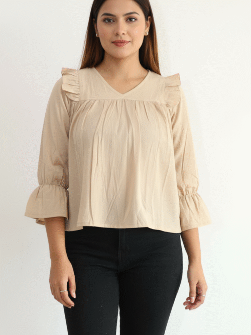 Chiku Cotton V-Neck Top for Women | Smart Loose Fit Style